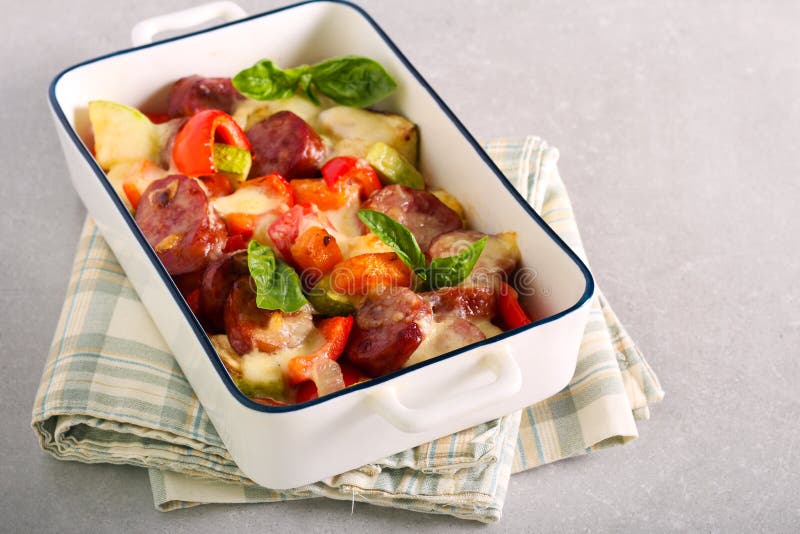 Sausage and Vegetable Casserole Stock Image Image of courgette