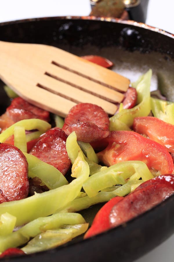 Sausage and Vegetable Stir Fry Stock Photo - Image of sauteed, lecho