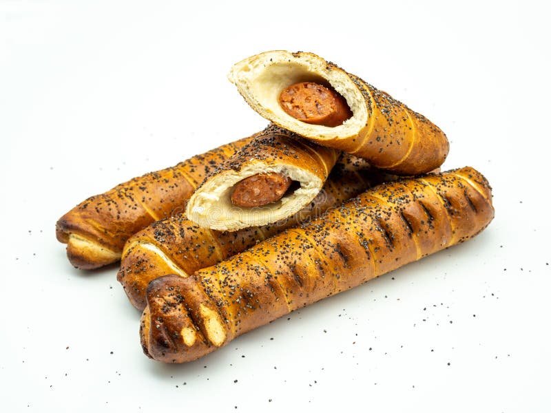 Sausage wrapped in dough stock image. Image of dough 236361463