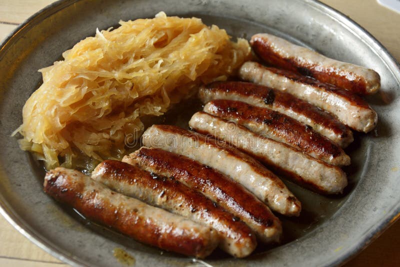Sausages with cabbage. stock photo. Image of cuisine 75103556