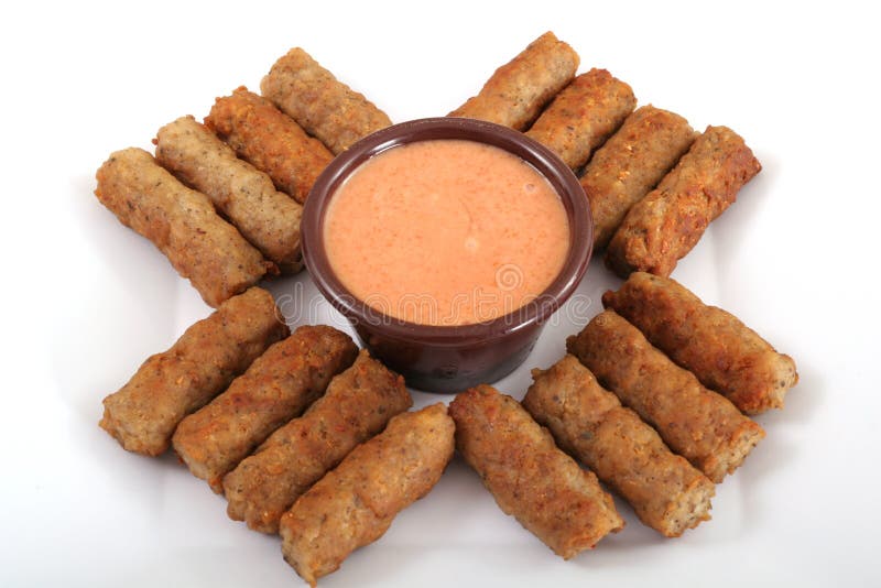 Sausages with a dipping sauce