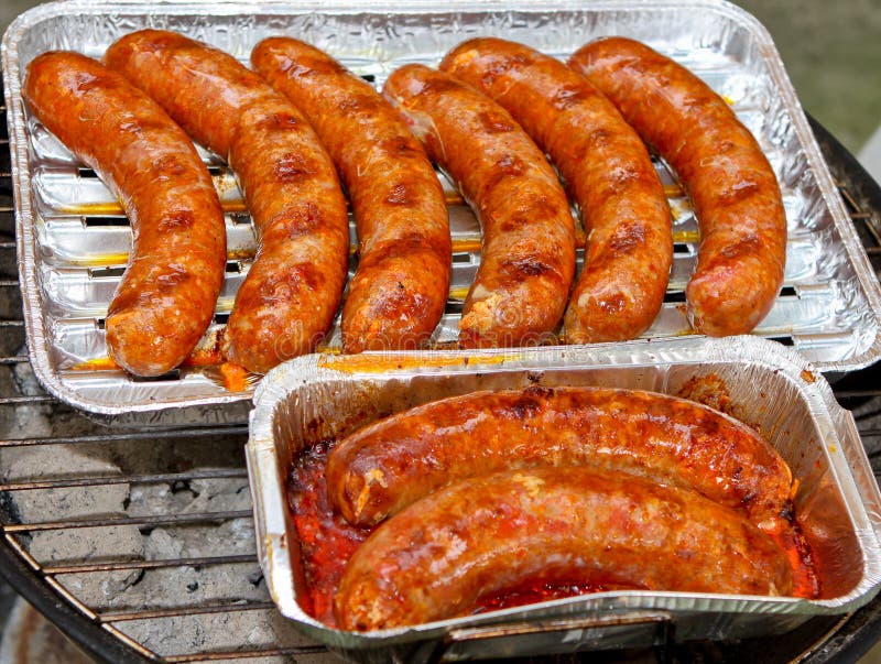 Sausages on grill