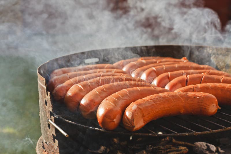 Sausages on grill bbq stock image. Image of outdoors 19725537