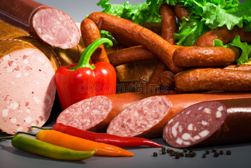 Sausages and ham stock photo. Image of pork, refreshment 28972022