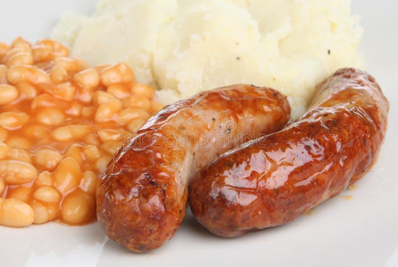 Sausages, Mash & Baked Beans Stock Photo Image of bangers, nobody