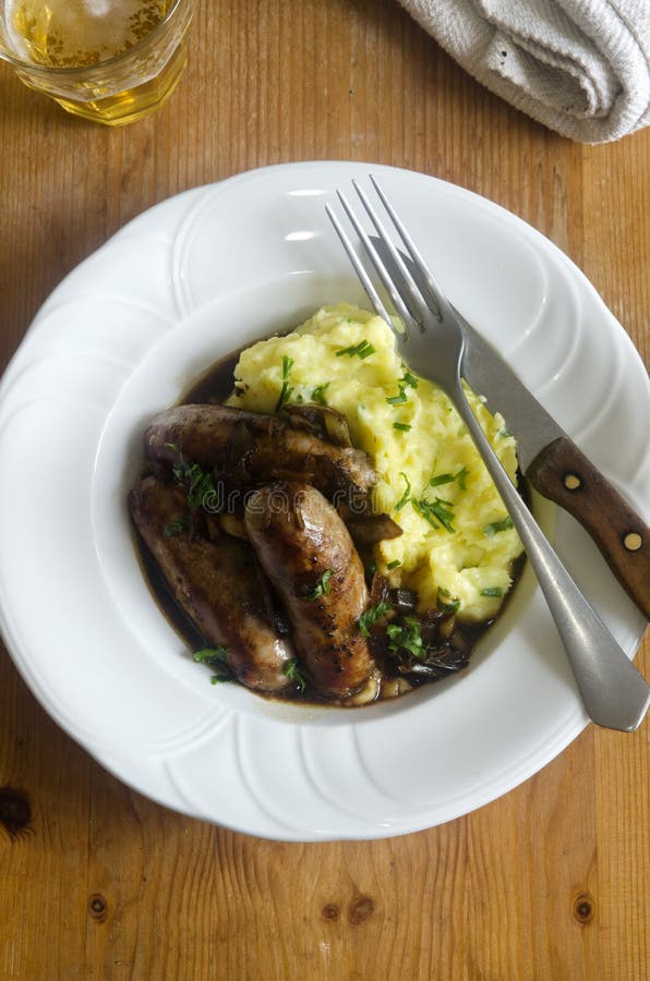 Sausage and Mash with Baked Beans Stock Photo Image of meat, baked