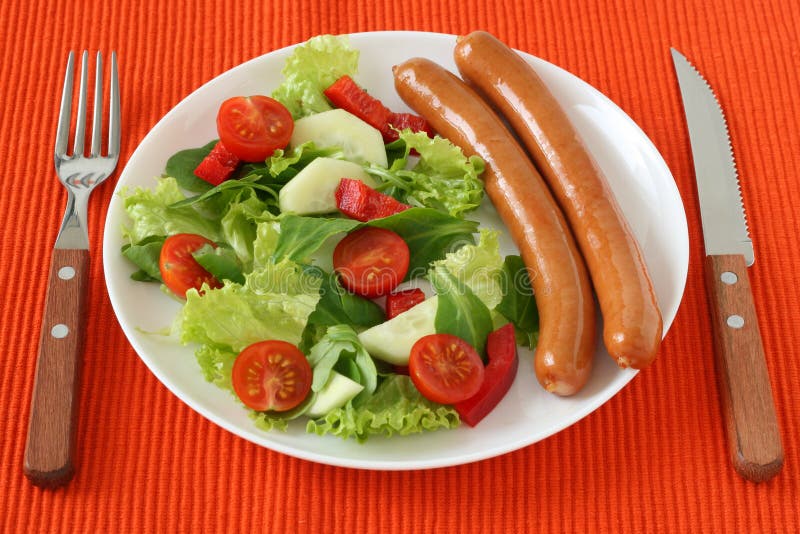 Sausages with salad