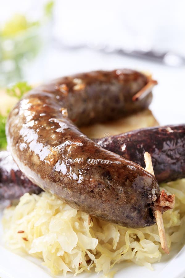 Sausages, Sauerkraut and Baked Potato Stock Image Image of dinner