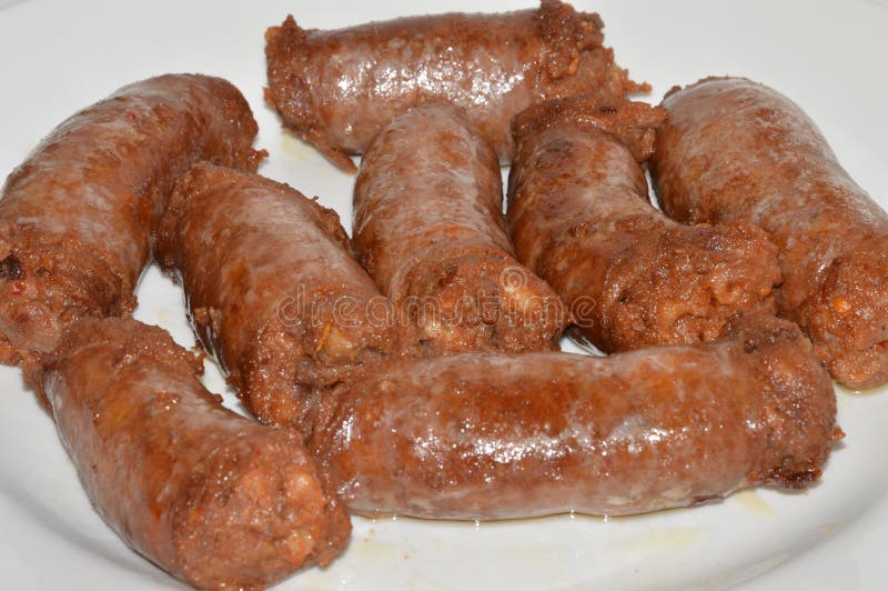Close Up of Kaszanka, Polish Delicacy Made from Pork Meat Often Also