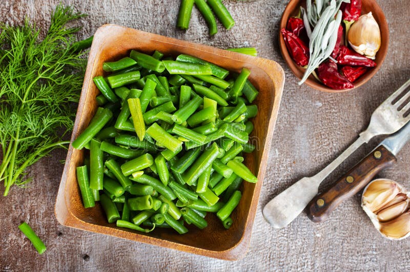 Sauteed Green Beans with Pine Nuts in a Baking Dish, Healthy Side Dish