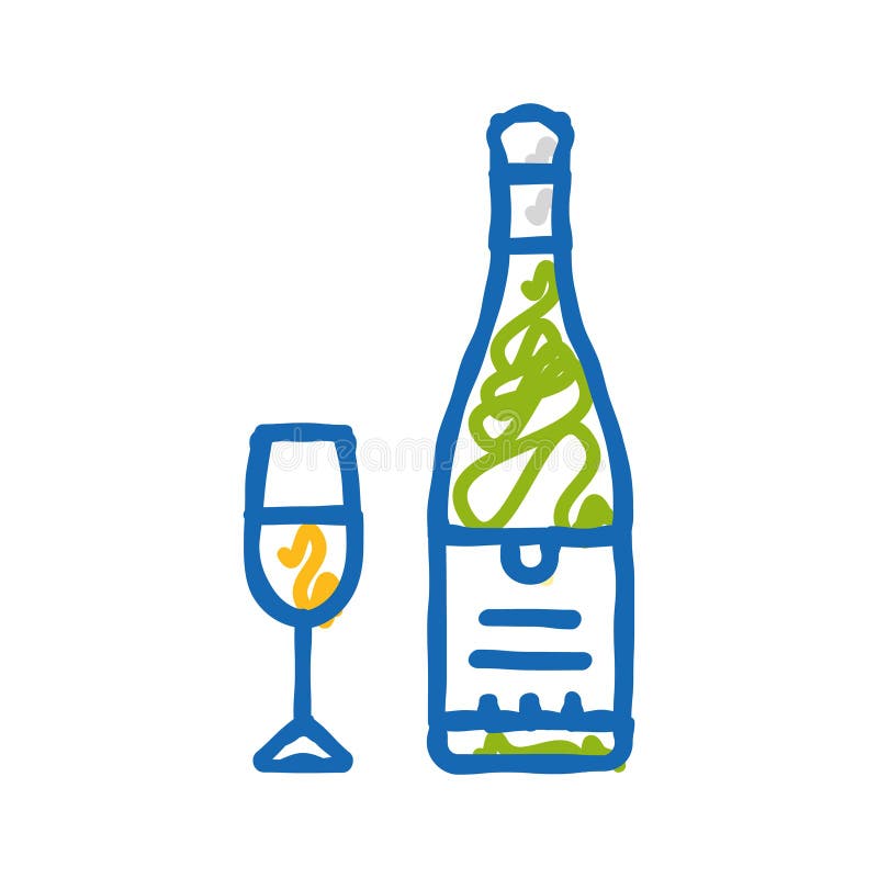 Sauvignon blanc weißen Wein Symbol doodle Abbildung lizenzfreie abbildung
