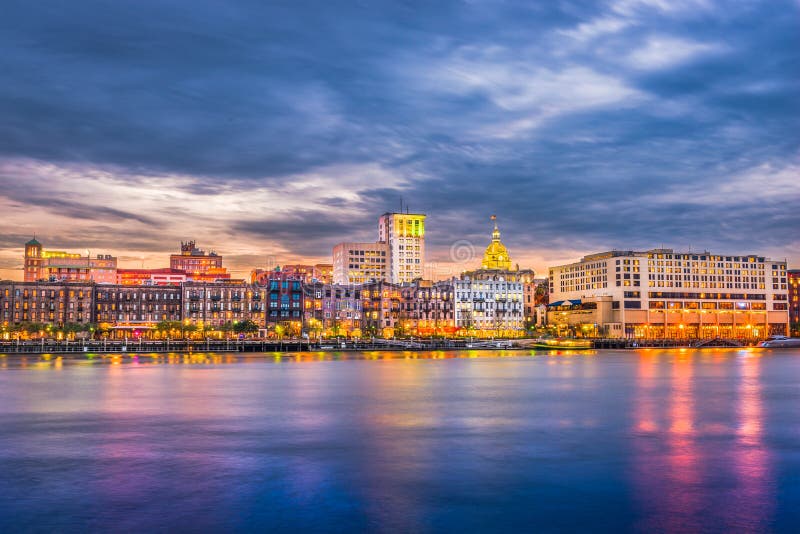 Savannah, Georgia, USA River Skyline stock images Savannah, Georgia, USA River Skyline stock images