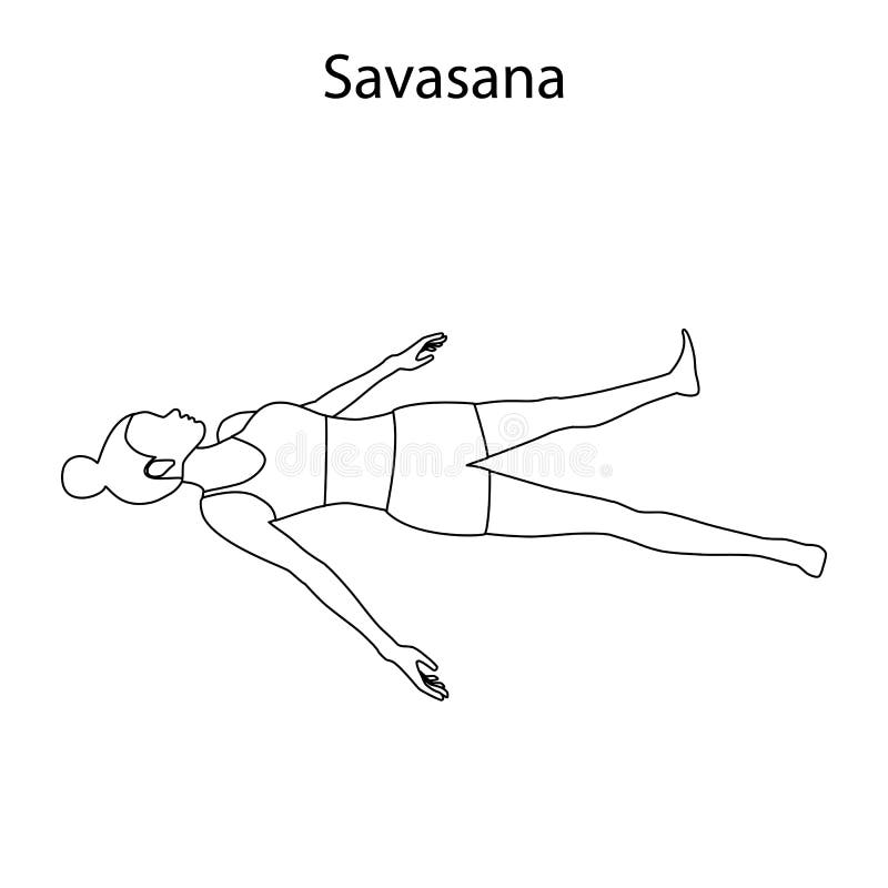 savasana pose yoga workout outline healthy lifestyle vector illustration white background 210358977