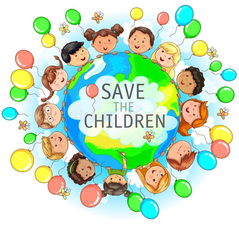Save the Children Illustration Stock Vector - Illustration of