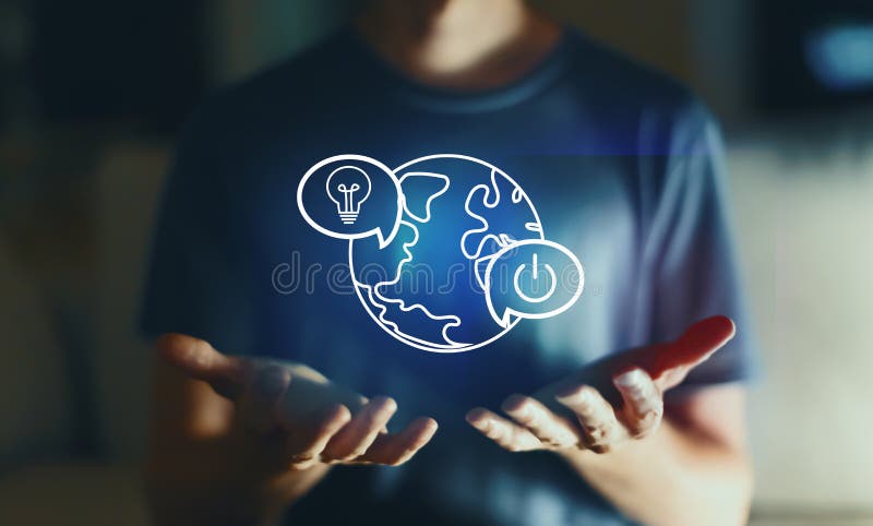 Save energy concept with young man stock photography Save energy concept with young man stock photography