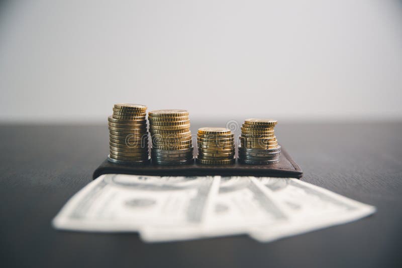 Save invest money in stock coin market, Business growth, financial strategies and banking expertise to income substantial stack of royalty free stock photography