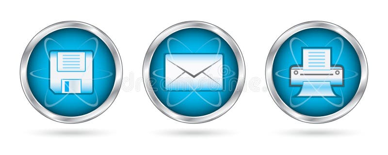 Save mail print icon set buttons