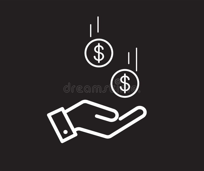 Dollar in Hand Icon. Save Money Icon on Black Background. Vector  Illustration Stock Vector - Illustration of earn, icon2: 181988325