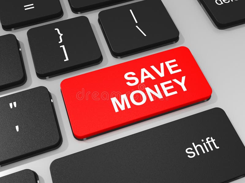 Save money key on keyboard of laptop computer.