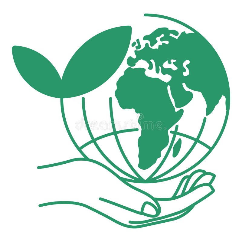 Save Planet flat icon - hand and globe vector illustration