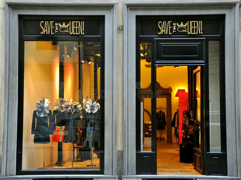 Save the Queen fashion store in Italy royalty free stock image