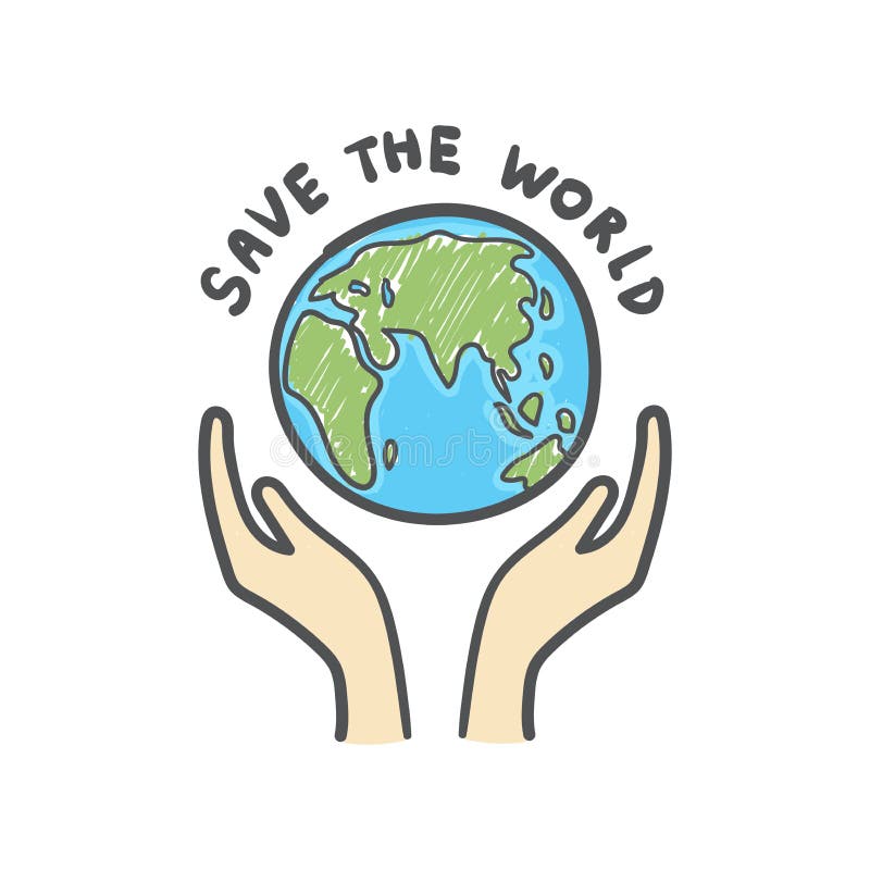 Save The Earth Hand Drawn Stock Illustration - Download Image Now - Art,  Black Color, Cartoon - iStock