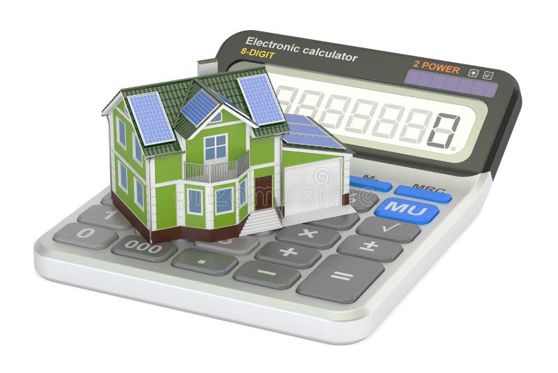 Saving energy consumption for house, efficiency from solar panel stock illustration