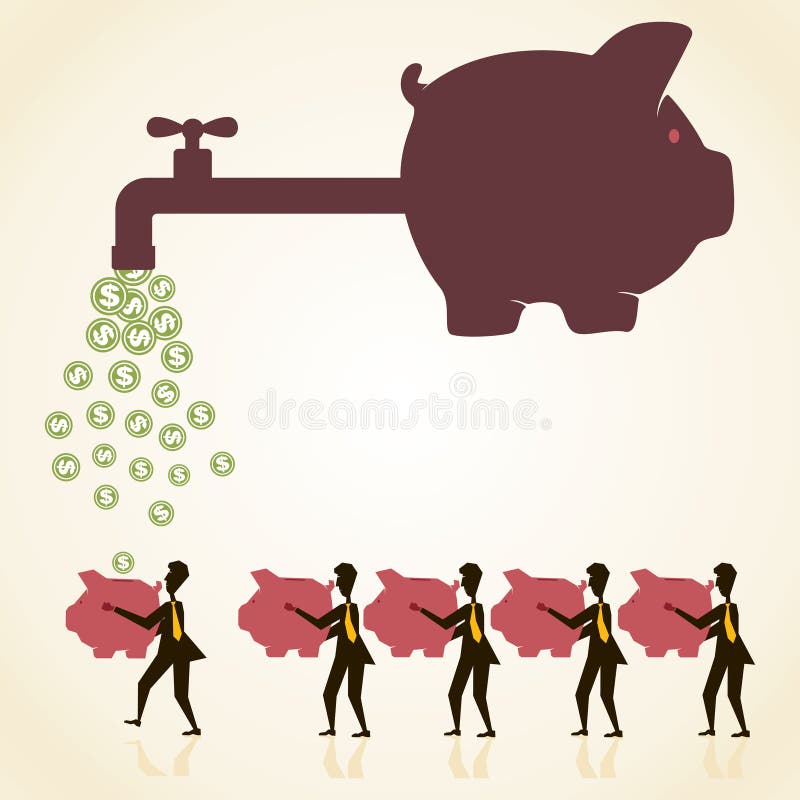 Saving money concept stock. Fortune raining vectors