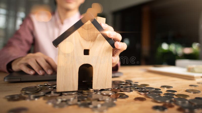 Saving for purchasing a home or commercial building ,High Return Investment, Financial Risk Management Calculation and Planning royalty free stock photography