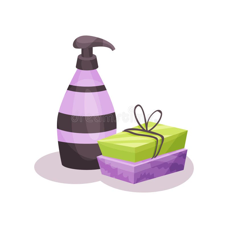 Savonnez les barres et la bouteille de savon liquide avec l'illustration i de vecteur de distributeur sur un fond blanc illustration libre de droits Savonnez les barres et la bouteille de savon liquide avec l'illustration i de vecteur de distributeur sur un fond blanc illustration libre de droits
