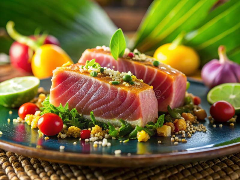 Savor the Exquisite Flavors of the Maldives A Fresh Tuna Recipe Inspipe by Maldivian Cuisine stock illustrationer