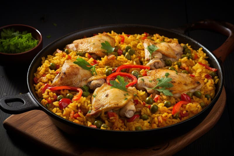 Arroz Con Pollo: Popular Chicken and Rice Dish with Vegetables and