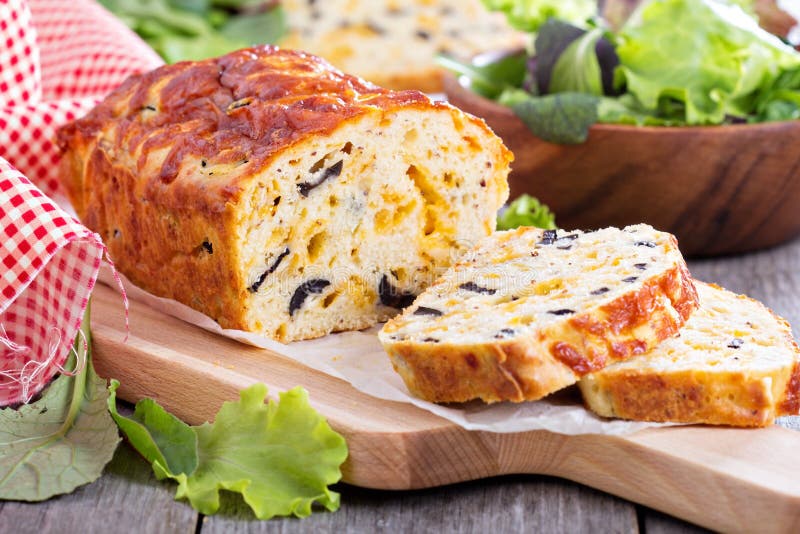 Savory Cheese Loaf with Olives Stock Photo Image of slice, homemade
