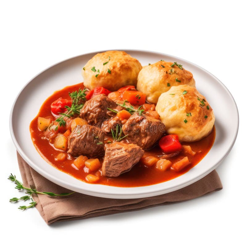 Savory Czech Goulash with Dumplings on a Plate High Resolution Image