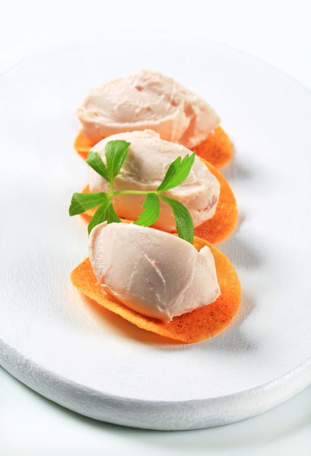 Savory mousse on crisps stock photo. Image of savoury 55163172