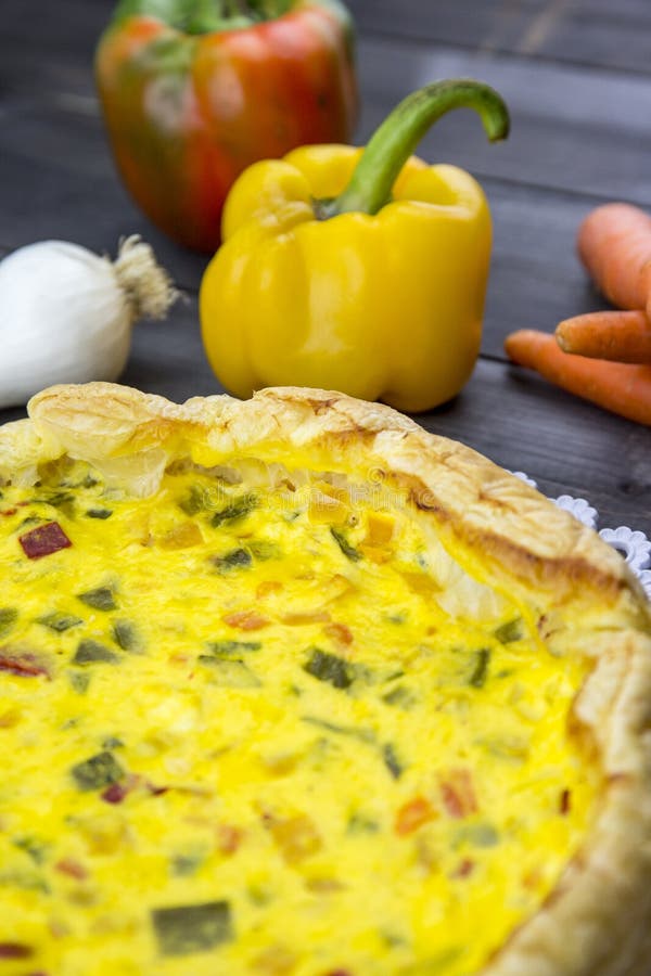 Savory Pie With Peppers, Onion, Carrots And Zucchini Stock Image
