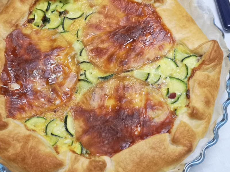 Savory Pie with Puff Pastry Vegetables and Cheese Stock Photo Image