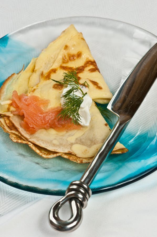 Savory smoked salmon crepes royalty free stock image Savory smoked salmon crepes royalty free stock image