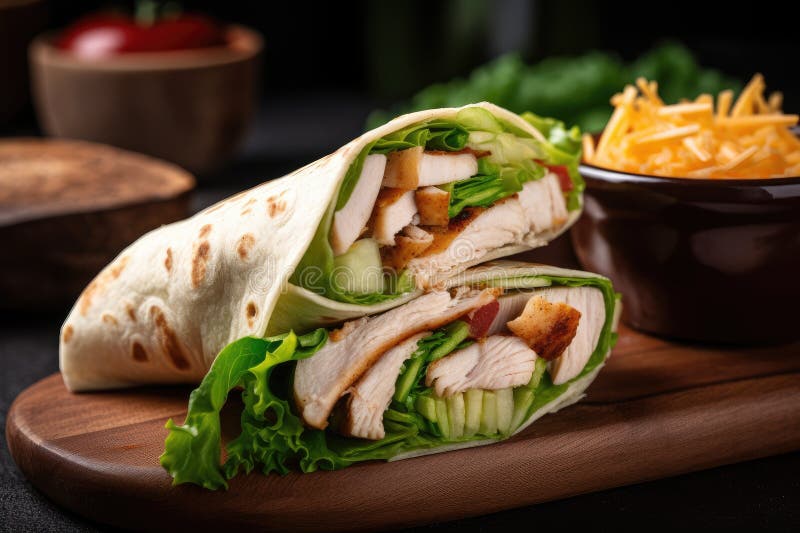 Savory Wrap Filled with Turkey, Lettuce, and Cheese Stock Image Image