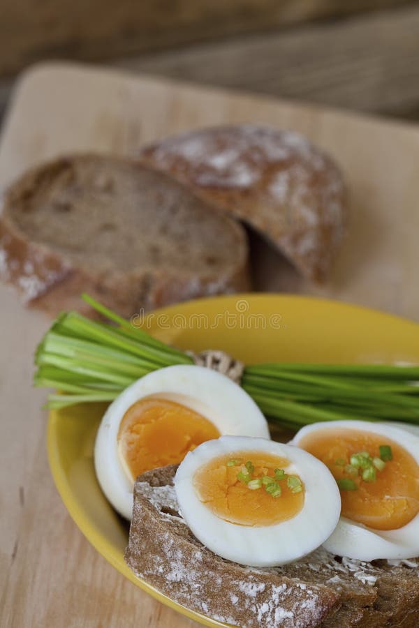 Savoury Snack with Bread and Eggs Stock Photo Image of wholegrain