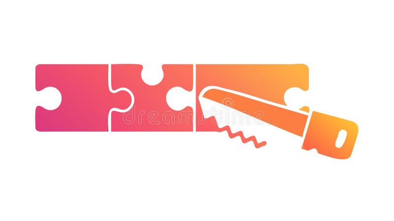 Saw Cutting Puzzle Piece, Problem Dissection & Innovative Solutions, vector design Generative AI stock illustration