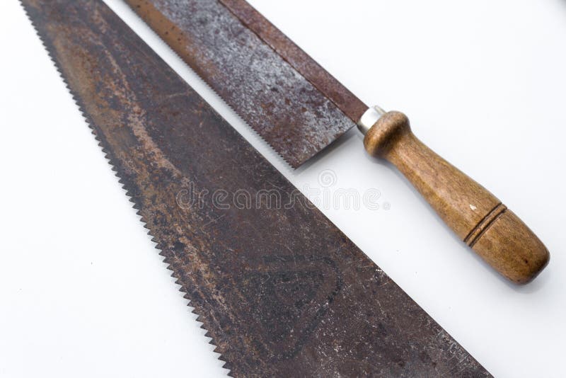Saw / handsaws detail - vintage tools royalty free stock images