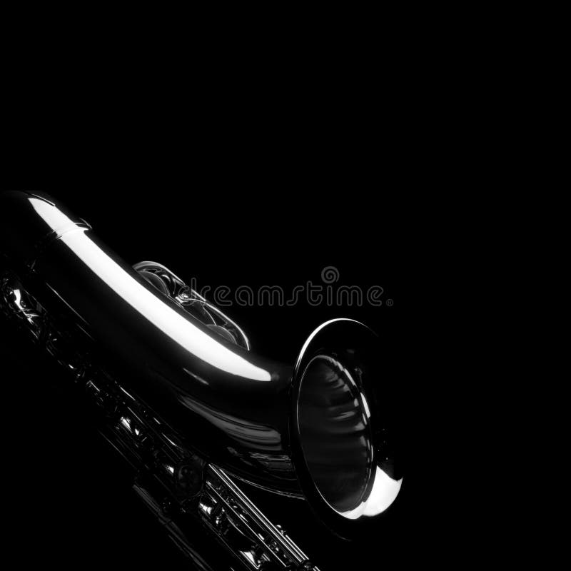 B w sax on black background. B w sax on black background