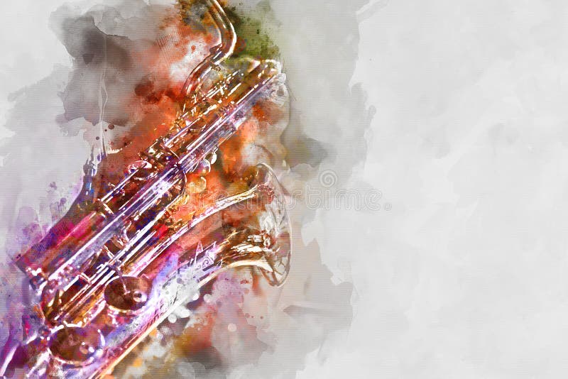 Saxophonaquarellillustration lizenzfreie abbildung Saxophonaquarellillustration lizenzfreie abbildung