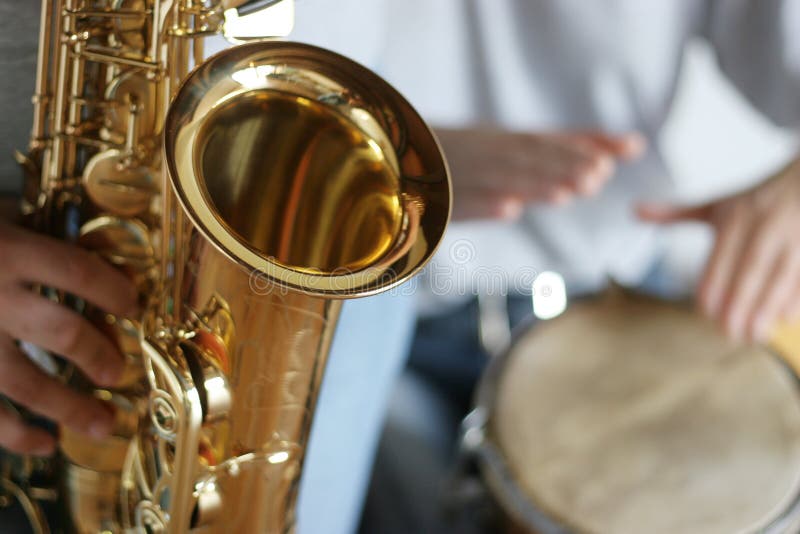 Saxophone and drums stock photo Saxophone and drums stock photo