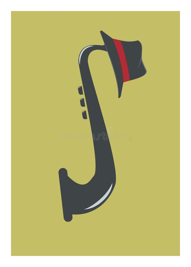 Saxophone and hat vector illustration Saxophone and hat vector illustration
