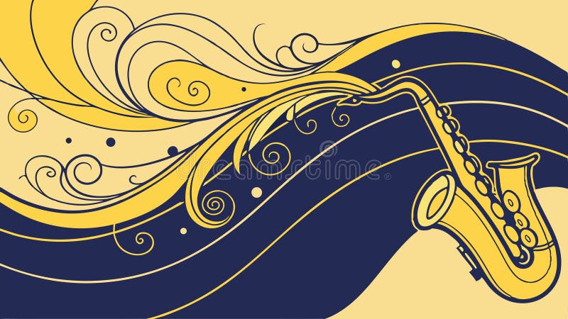 Saxophone musical notes swirling abstract art graphic design vector design Generative AI vector illustration