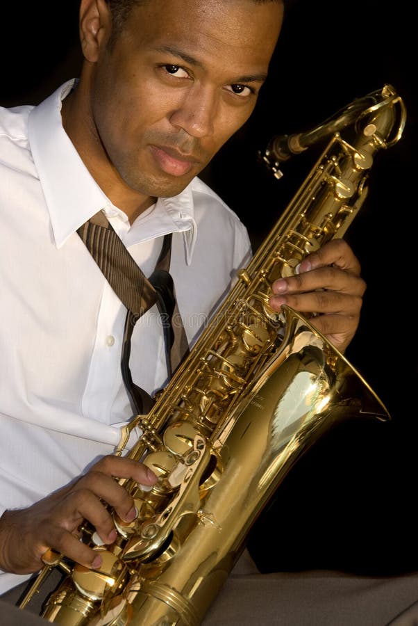 Saxophone player stock image. Image of american, music 6125533