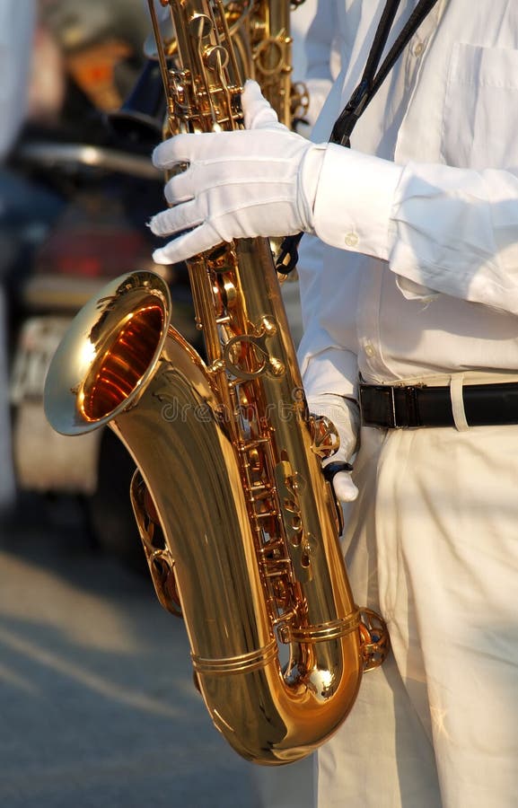 Saxophone Player with White Gloves Stock Image Image of glove