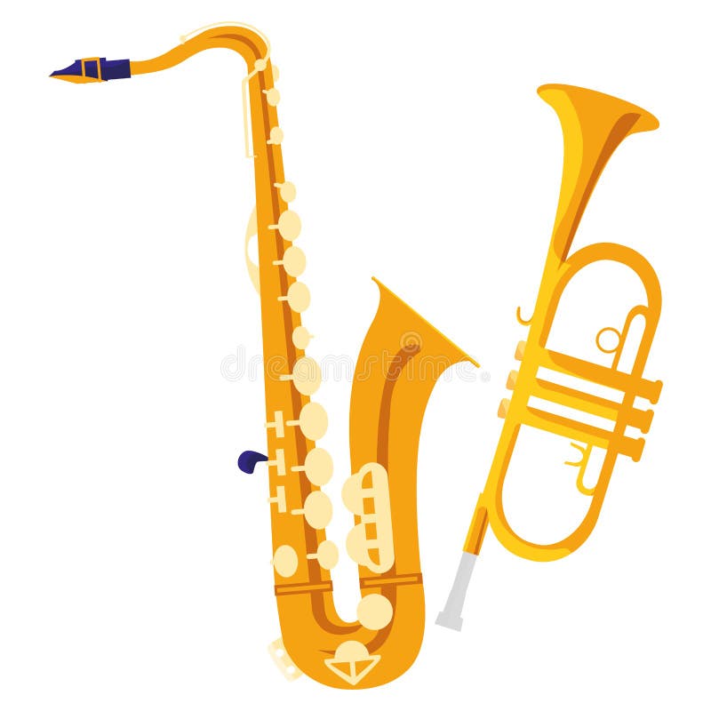 Saxophone and Trumpet Instruments Musical Stock Vector Illustration